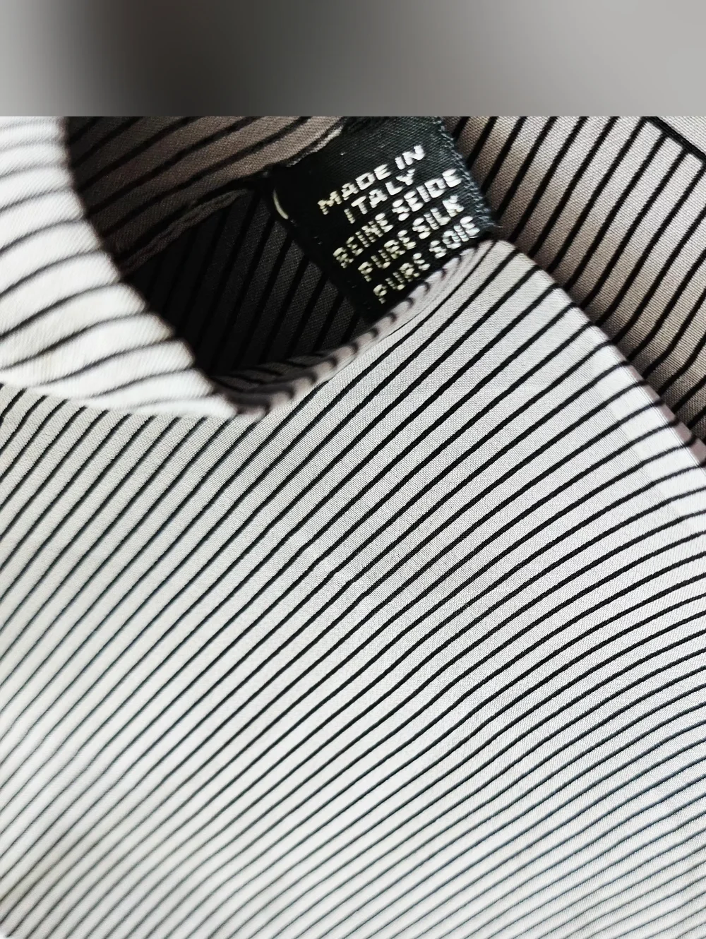 Christian Dior Gray Striped Silk Scarf